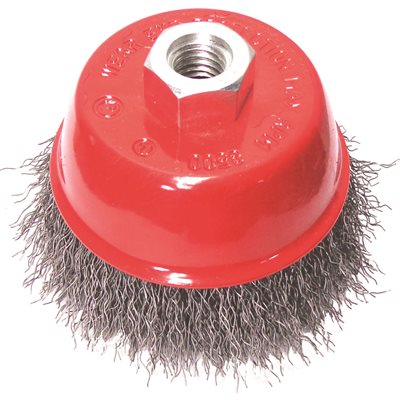 4" Cup Brush 5 / 8-11", Wire.012, (Crimped)