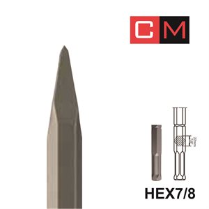 HEX7 / 8; Pointed chisel; 14"